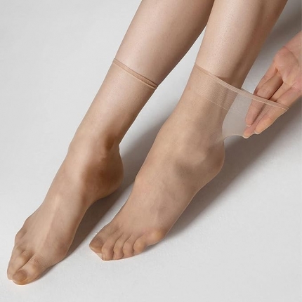 1 Pairs Crystal Transparent Silky Nylon Ankle Socks for Girls, Ultra-Thin No Show Elastic Socks for Women